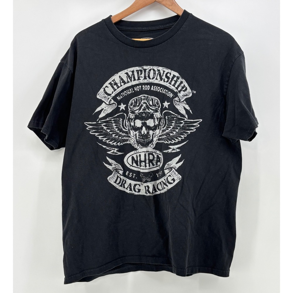 NHRA T-Shirt Mens XL  Black Graphic Drag Racing Skull